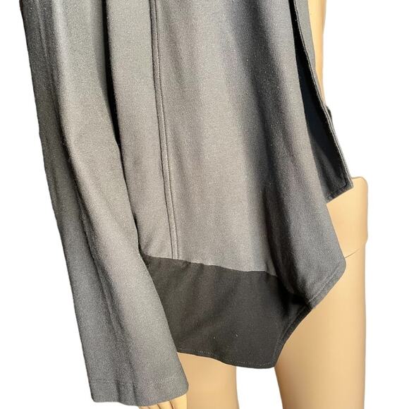 Eileen Fisher Jacket Womens M Gray Black Colorblock Blazer Waterfall Long Sleeve - Picture 5 of 11
